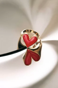 Bague Faustine Dore Coeur Rouge