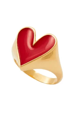 Bague Faustine Dore Coeur Rouge