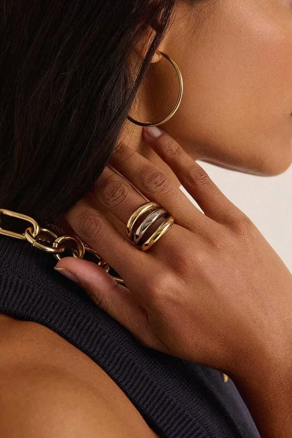 Bague Irene Bicolore Dore Et Argente