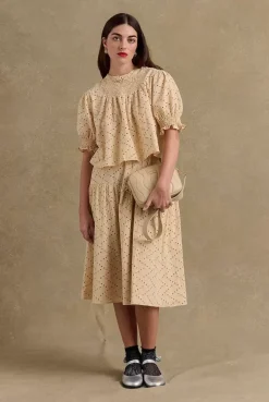 Blouse Amicie Broderie Anglaise Beige