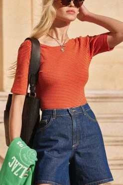 Body Heureuse Rayures Rouge Et Orange