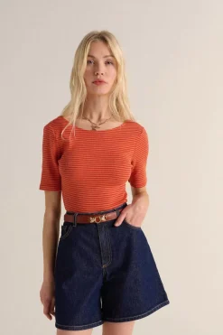 Body Heureuse Rayures Rouge Et Orange