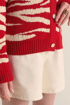 Cardigan Giboule Rouge Et Ecru