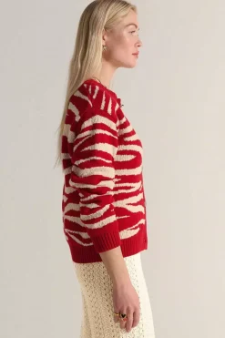 Cardigan Giboule Rouge Et Ecru