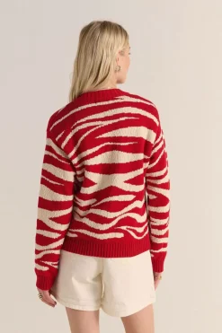 Cardigan Giboule Rouge Et Ecru