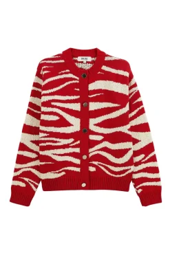 Cardigan Giboule Rouge Et Ecru