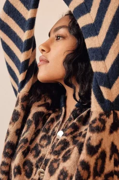 Cardigan Idole Rayures Bleu Et Leopard