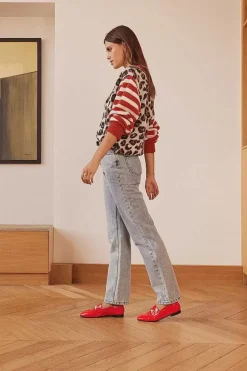 Cardigan Idole Rouge Et Leopard