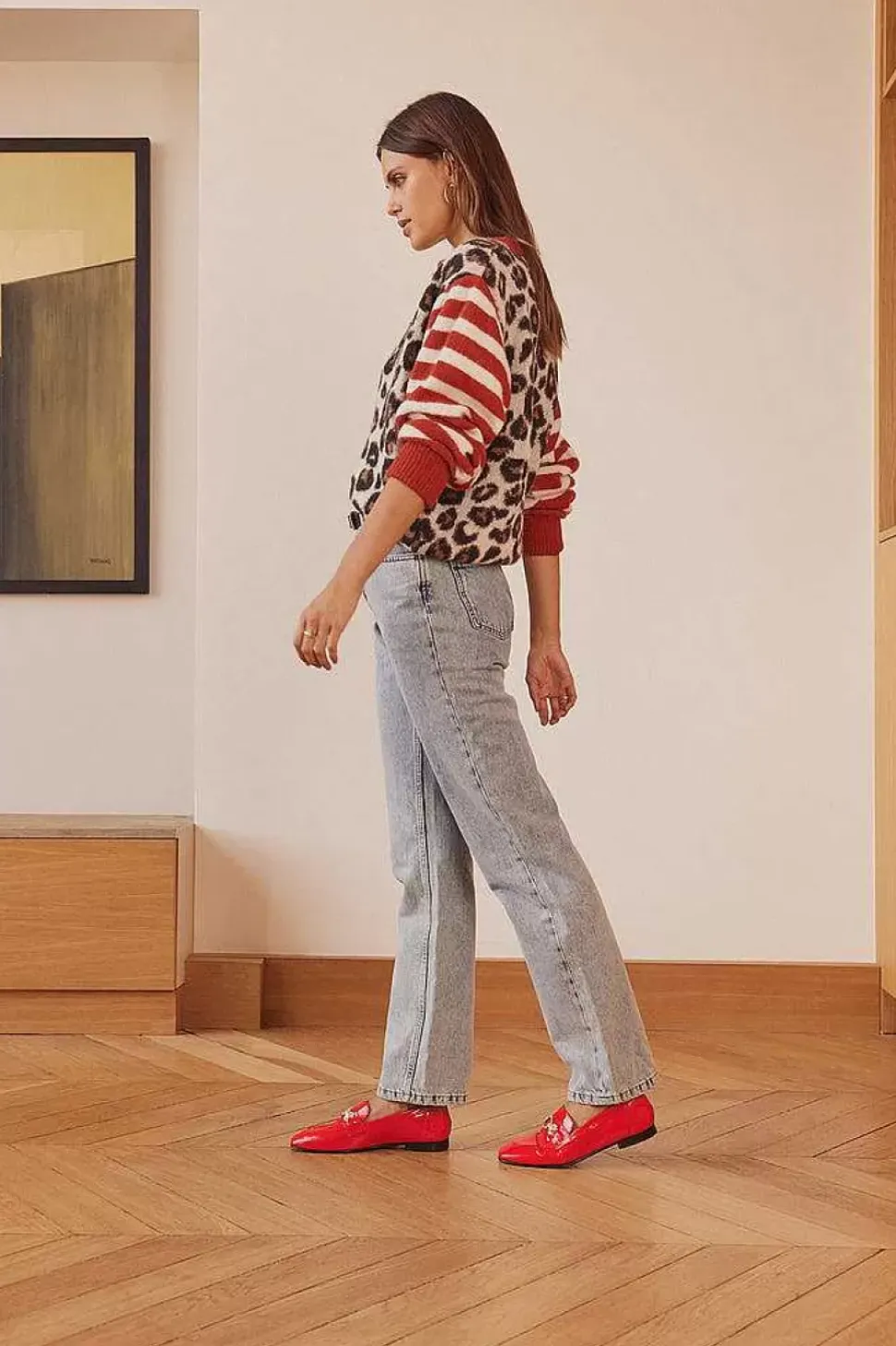 Cardigan Idole Rouge Et Leopard