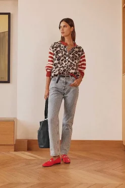 Cardigan Idole Rouge Et Leopard
