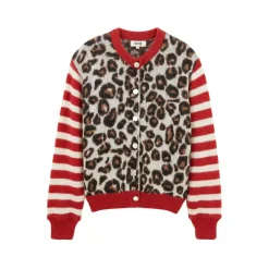 Cardigan Idole Rouge Et Leopard