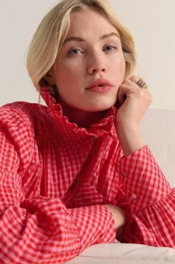 Chemise Leonor Vichy Rose Et Rouge