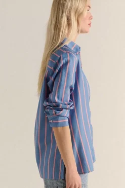 Chemise Liseron Rayures Bleu Et Rose