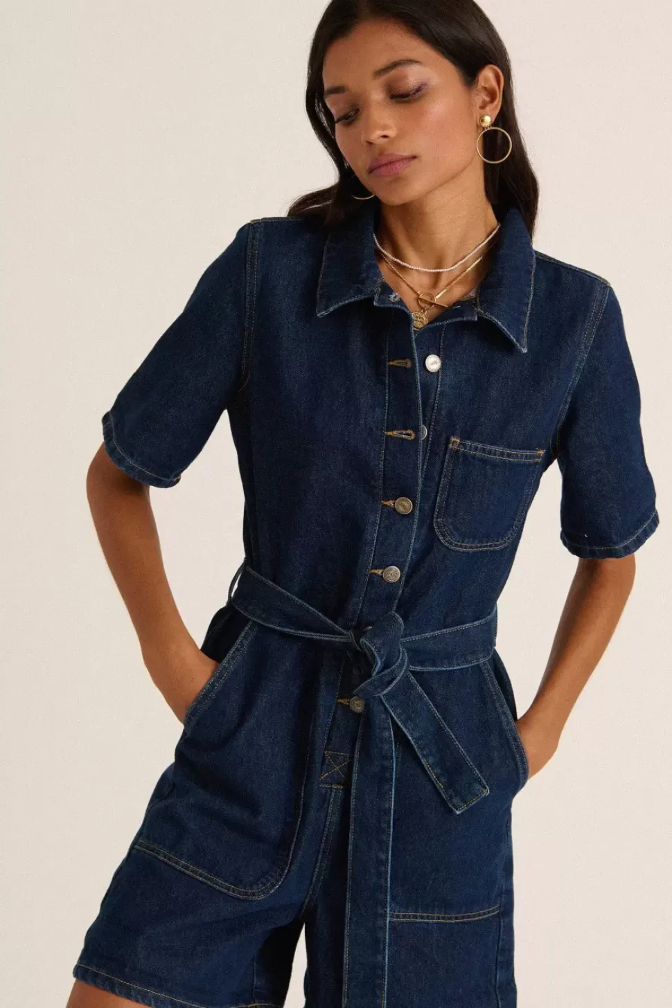 Combinaison Floralie Jean Bleu Minuit