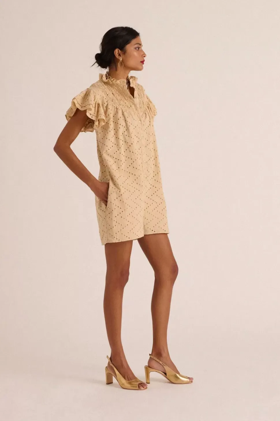 Combishort Jade Broderie Anglaise Beige