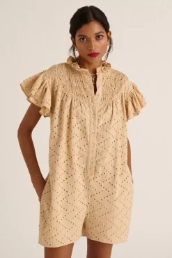 Combishort Jade Broderie Anglaise Beige