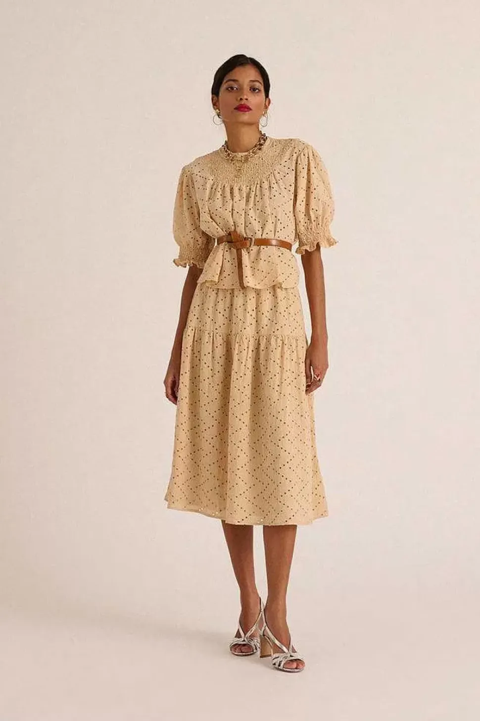 Jupe Gaby Broderie Anglaise Beige