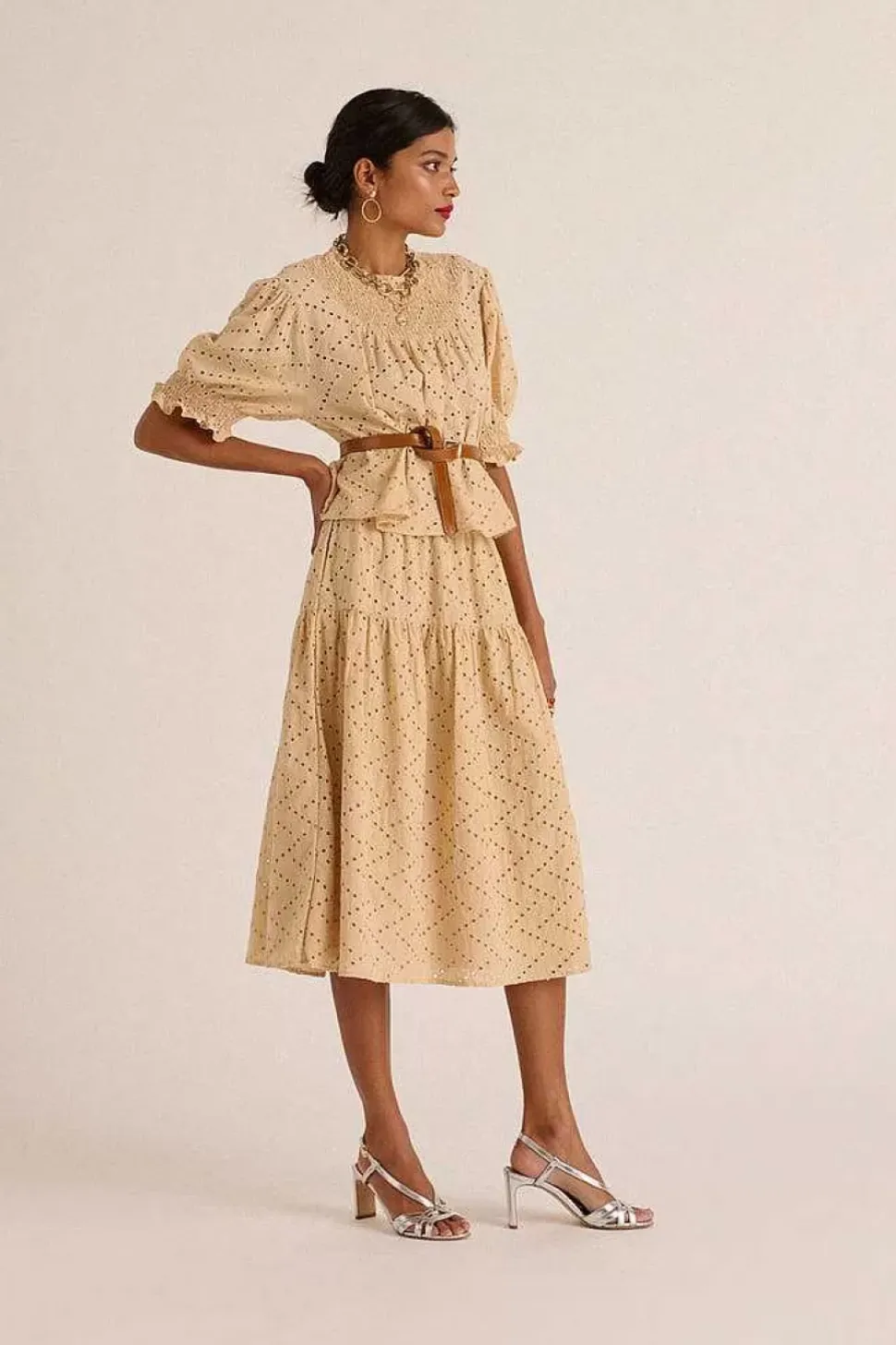 Jupe Gaby Broderie Anglaise Beige