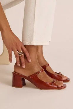 Mules Joane Vernis Froisse Cognac