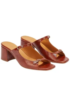 Mules Joane Vernis Froisse Cognac