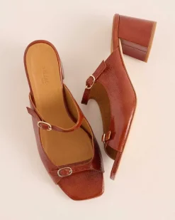 Mules Joane Vernis Froisse Cognac