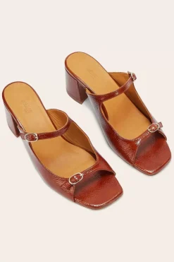 Mules Joane Vernis Froisse Cognac