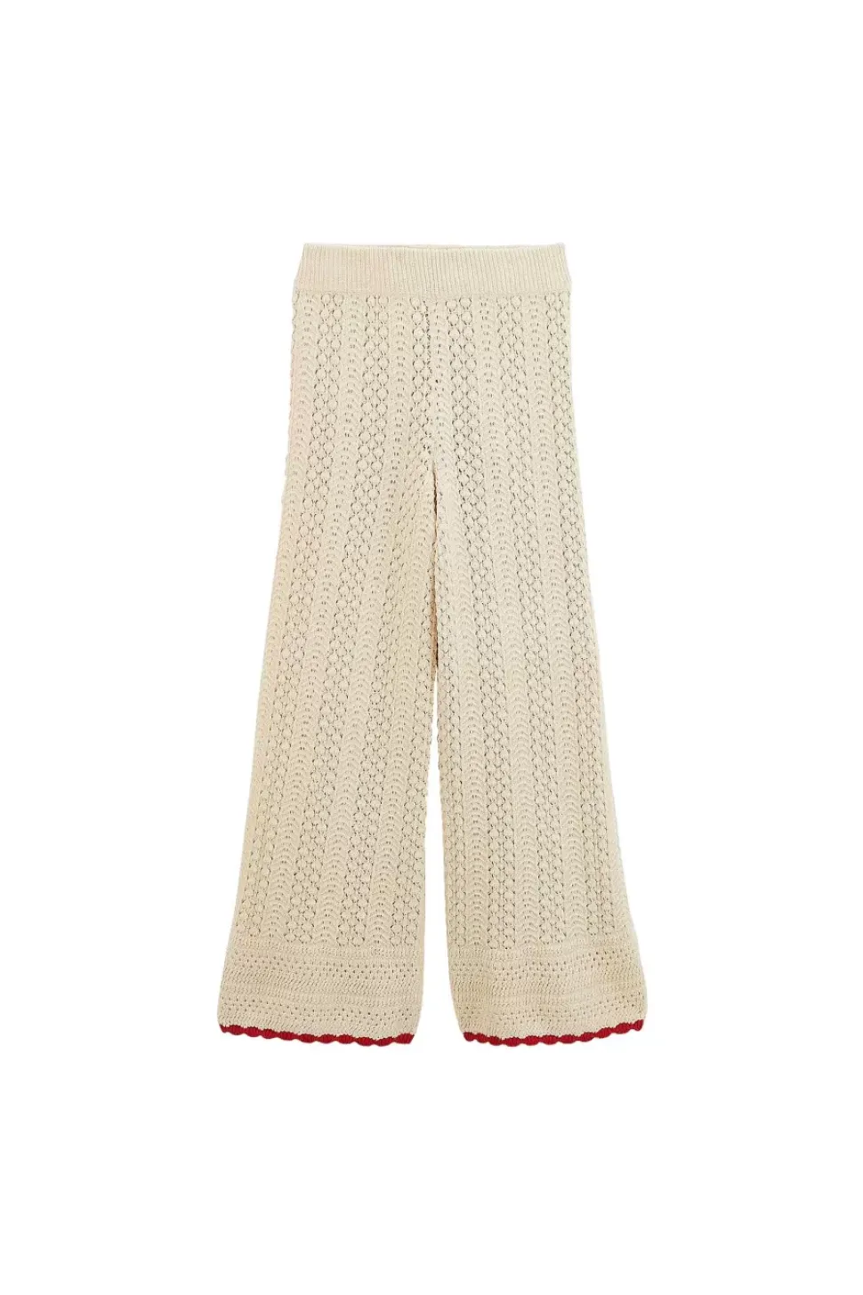 Pantalon Paysage Ecru Et Lisere Rouge