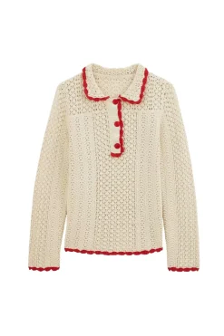 Polo Gabin Ecru Et Rouge