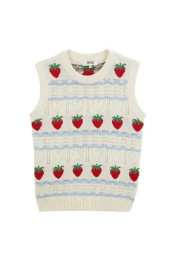 Pull Priska Ecru Et Fraises Rouges