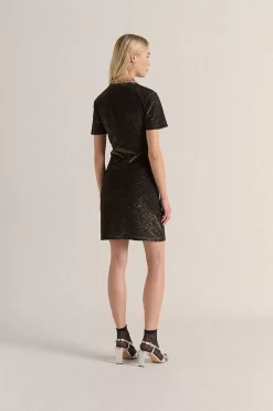 Robe Floreal Noir Irise Dore