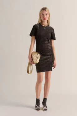 Robe Floreal Noir Irise Dore