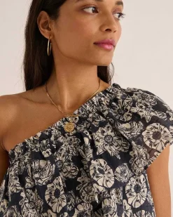 Robe Nouba Imprime Flower Party Marine Et Ecru