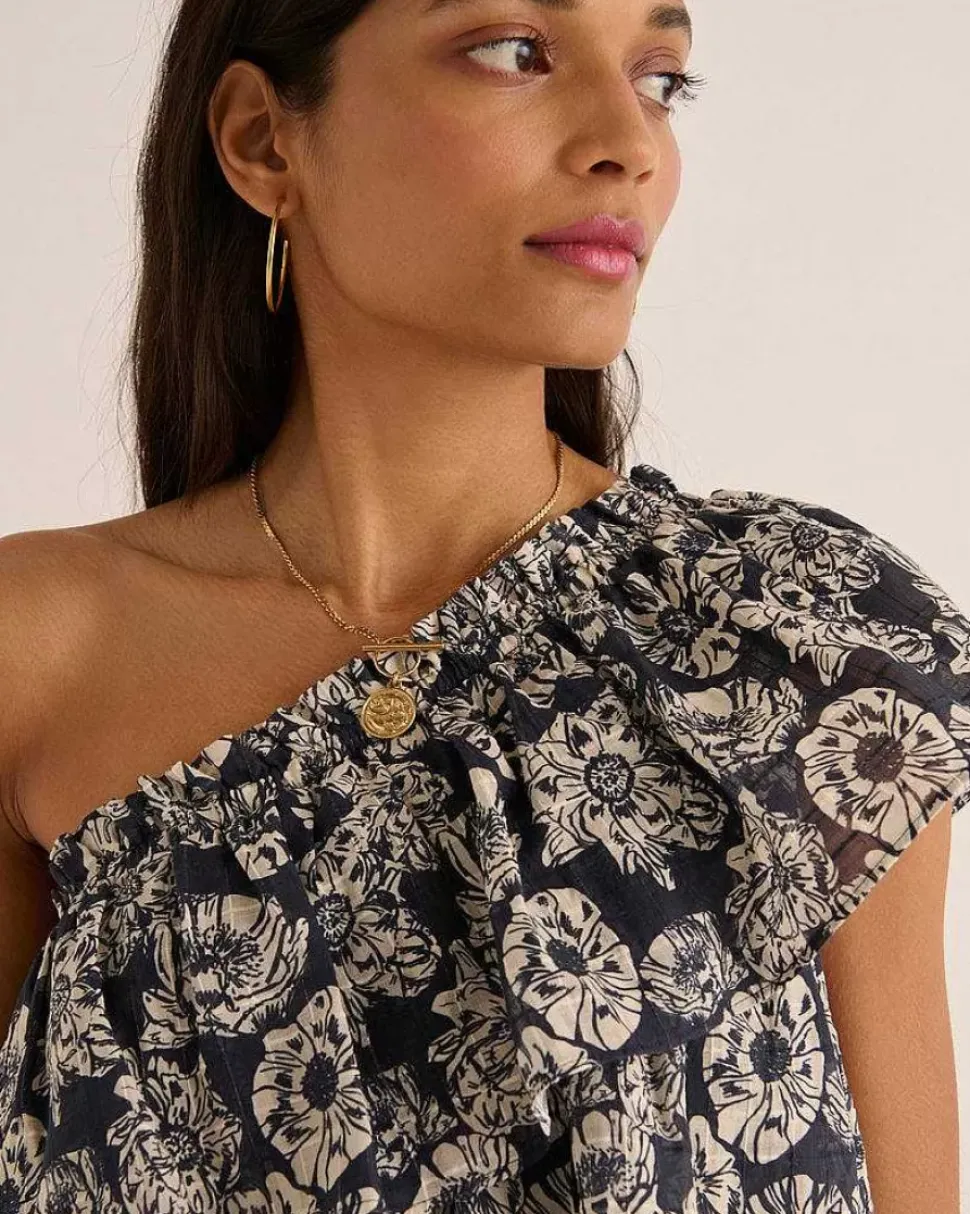 Robe Nouba Imprime Flower Party Marine Et Ecru