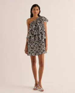 Robe Nouba Imprime Flower Party Marine Et Ecru