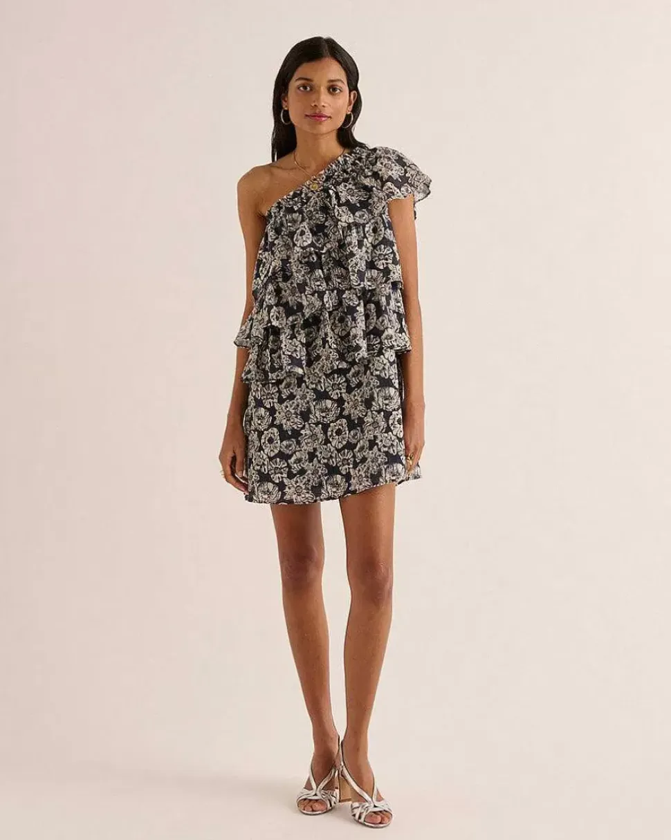 Robe Nouba Imprime Flower Party Marine Et Ecru