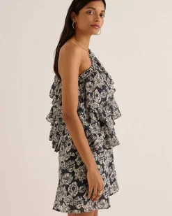 Robe Nouba Imprime Flower Party Marine Et Ecru