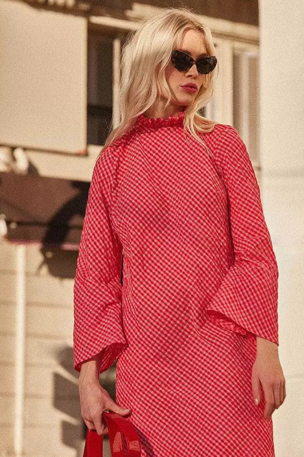 Robe Pepite Vichy Rose Et Rouge