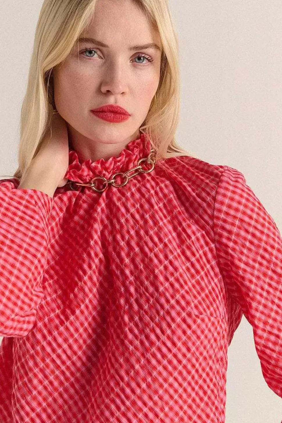 Robe Pepite Vichy Rose Et Rouge