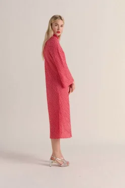 Robe Pepite Vichy Rose Et Rouge