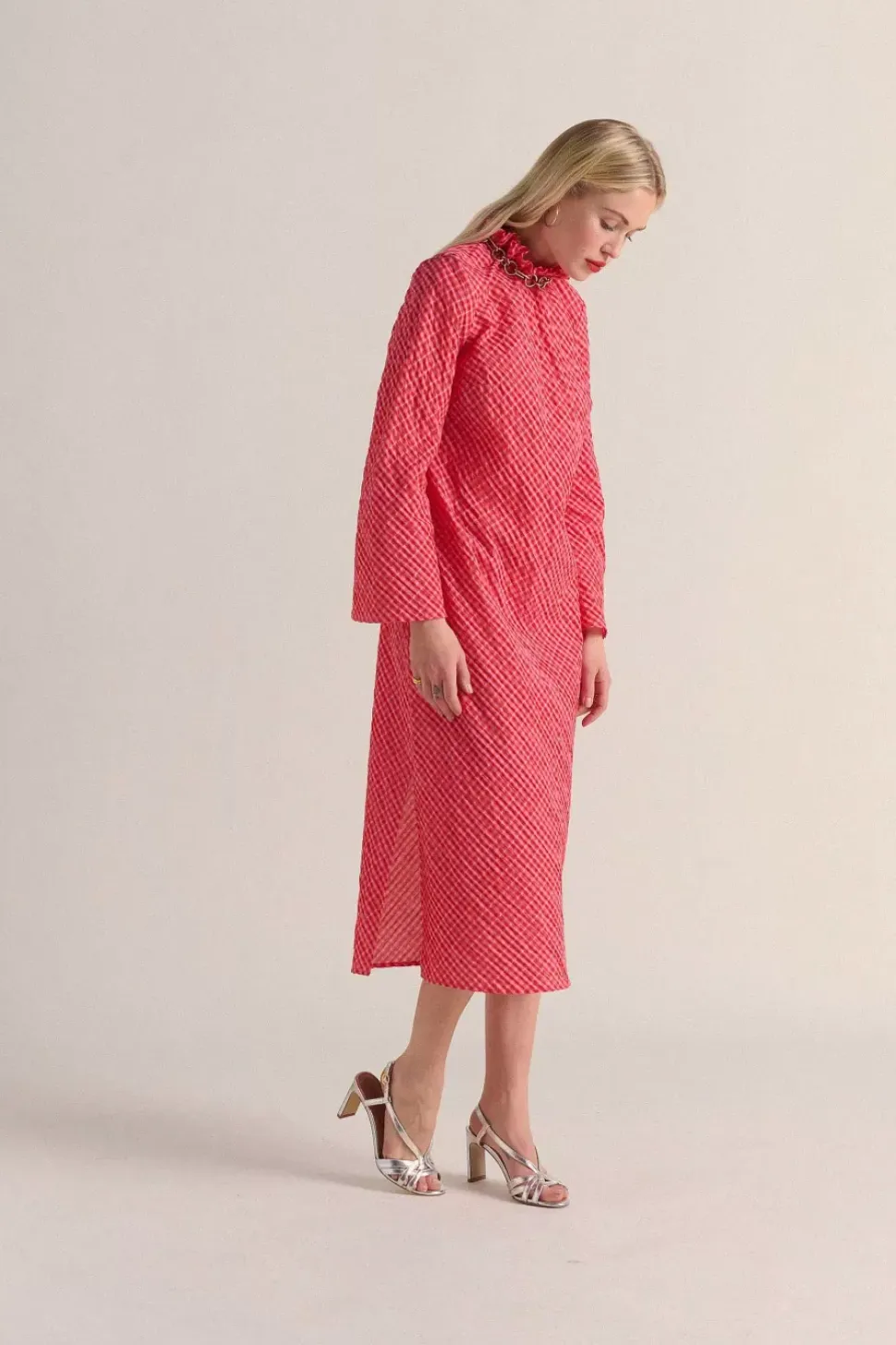 Robe Pepite Vichy Rose Et Rouge