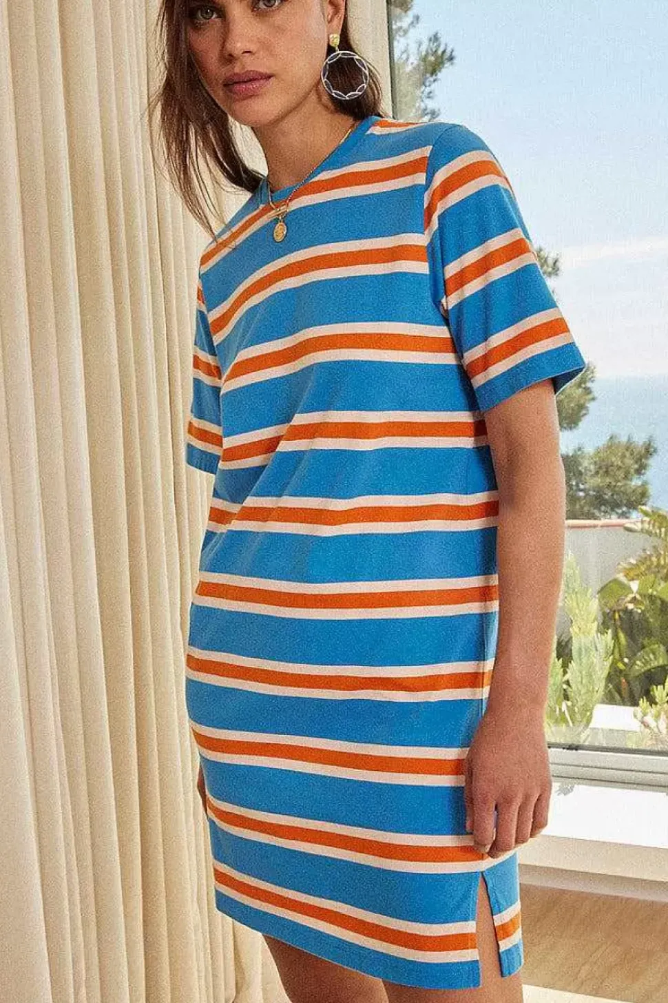 Robe Rejouissance Rayures Bleu Et Orange