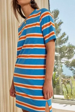 Robe Rejouissance Rayures Bleu Et Orange