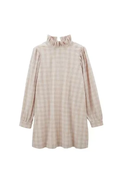Robe Saga Carreaux Beige Et Blanc