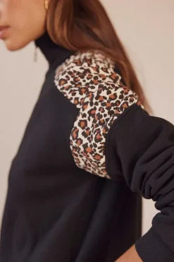 Robe Ugolin Noir Et Leopard