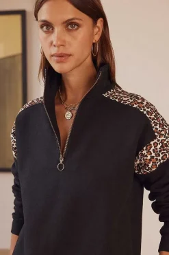 Robe Ugolin Noir Et Leopard