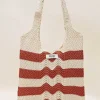 Sac Playa Raye Ecru Et Brique