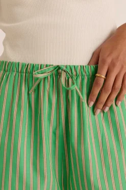 Short Lino Rayures Vert Et Orange