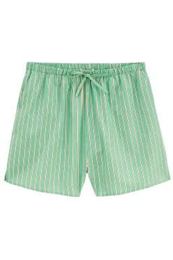 Short Lino Rayures Vert Et Orange