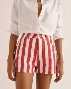 Short Triomphe Rayures Rouge Et Blanc