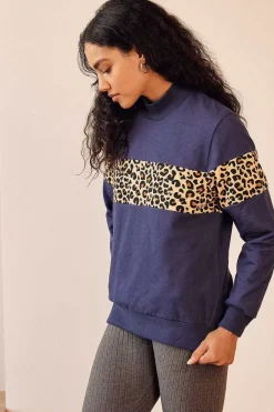 Sweat Anvers Marine Et Leopard